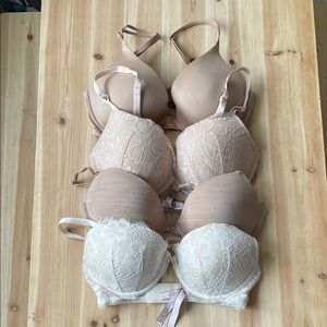 (4) Victoria's Secret Lace and Smooth Bombshell Bra Collection 34DD